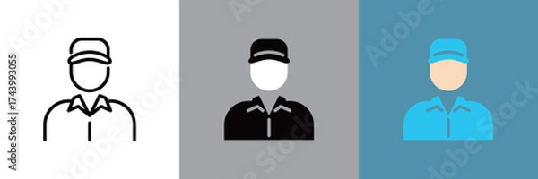 Fototapeta 作業員のカラーとモノクロアイコンセット