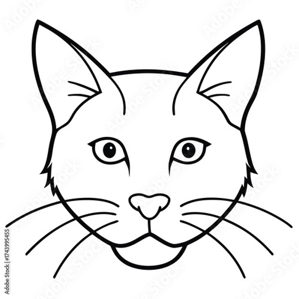 Fototapeta Illustration of a prairie cat head with detailed features isolated on white background