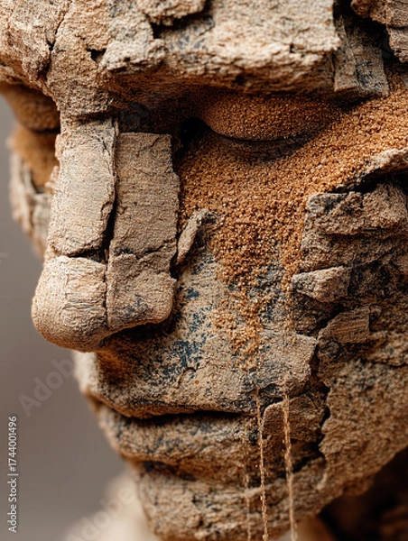 Fototapeta Time Crumbles: Human Statue Turning to Sand in Desert Hourglass