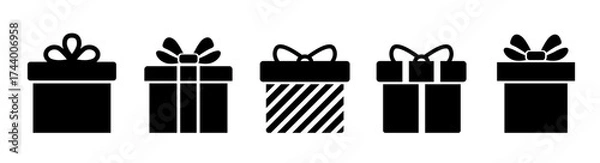 Fototapeta Gift box icon in line style isolated on white. Gift box icon set. Vector illustration