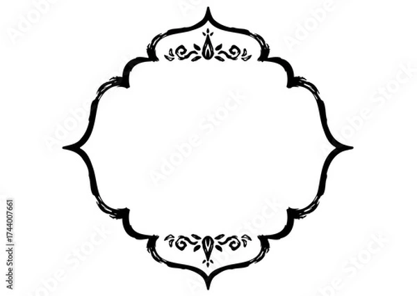 Fototapeta アジア風の飾りフレーム。豪華な装飾。手描きの荒い筆タッチ。