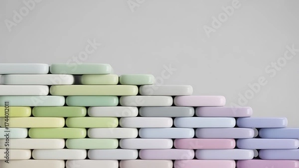 Fototapeta Stacked colorful soap bars isolated on white background