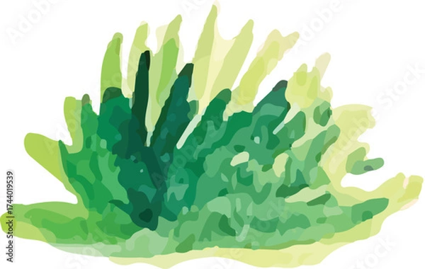 Fototapeta grass watercolor hand drawn. moss vector element design