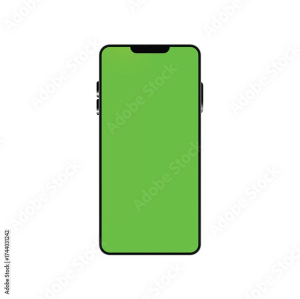 Fototapeta Smartphone mokeup with green screen.Perfect for UI design and digital technology concept.