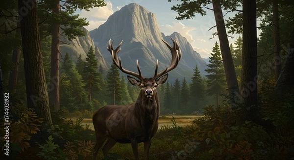 Obraz Deer in forest landscape