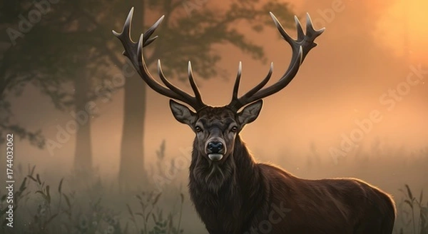 Obraz Deer in misty forest