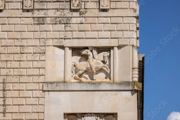 Fototapeta Relief on facade of Zadar City Hall in 1934, located on People’s Square (Narodni trg), Zadar, Croatia