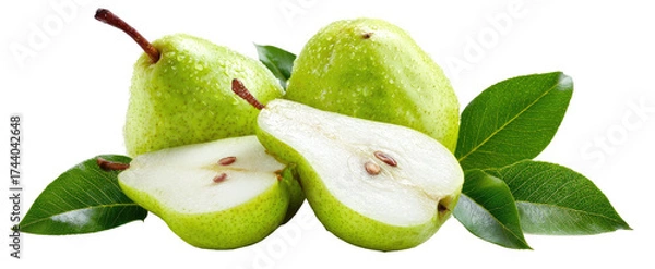 Fototapeta Fresh pears with leaves (1)