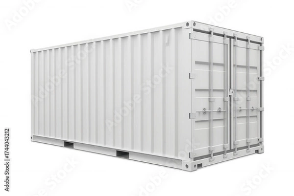 Fototapeta White shipping cargo container, logistics and global shipment concept, 3d rendering artwork, transparent background