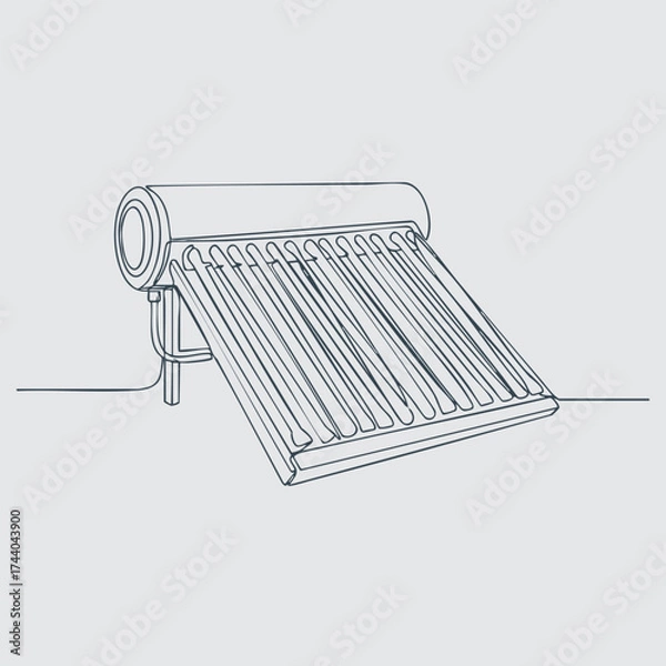 Fototapeta Solar water heater with evacuated tubes for efficient heating and energy savings in residential or commercial settings