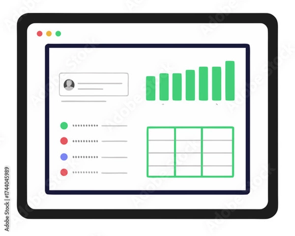 Obraz Digital dashboard with charts and graphs on a tablet screen