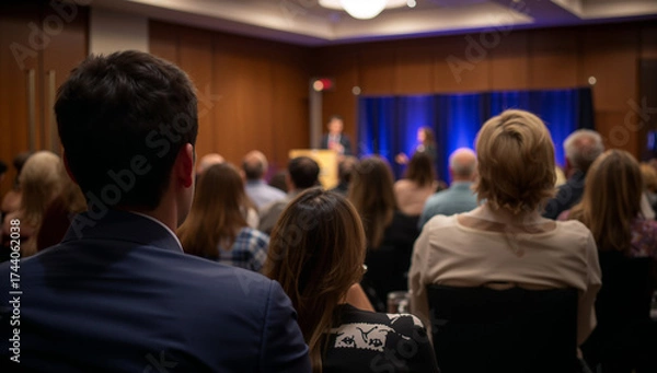 Fototapeta Audience Engaged in a Talk at a Professional Seminar