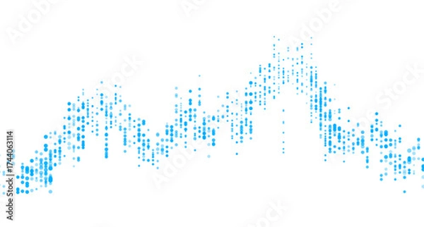 Fototapeta Abstract dotted financial graph chart sparkling background. Vector minimal tech design