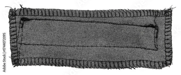 Fototapeta A piece of torn black fabric on a white background. Textile isolate