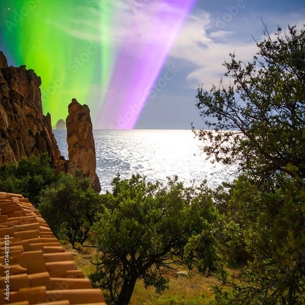 Fototapeta Coastal aurora view