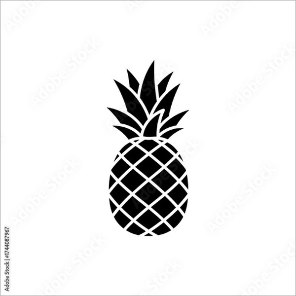 Fototapeta Pineapple stands alone against a white backdrop, its textured skin and spiky crown creating a simple yet striking image, evoking freshness and tropical vibes.