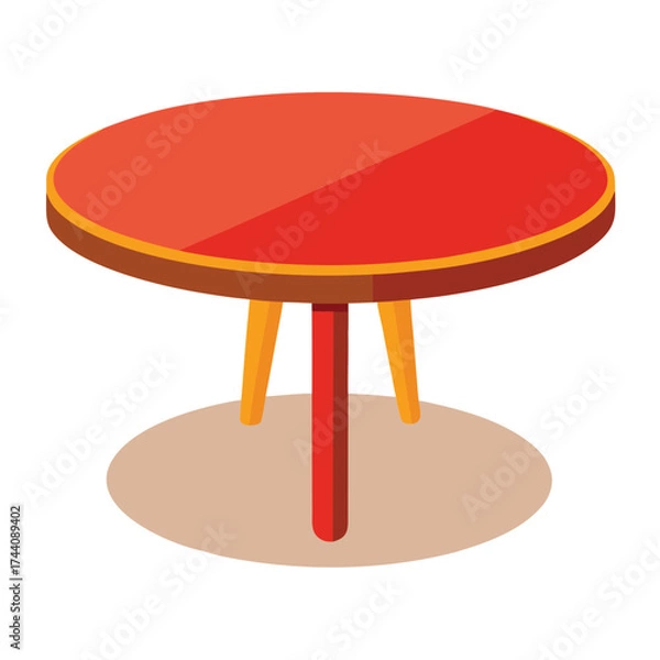 Fototapeta Minimal Flat Vector Round Dining Table
