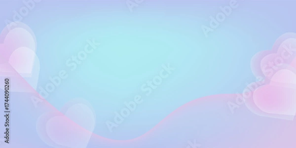 Obraz Delicate cute sweet 3D heart gradient.Abstract Happy Valentine's Day banner in y2k style.Greeting card.Candy colors.Vector stock illustration.