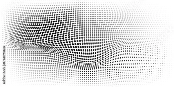 Obraz Grunge halftone gradient background. Faded dotted grit noise texture. Black and white rasterized sand wallpaper.  eps 10
