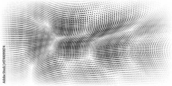 Obraz Grunge halftone gradient background. Faded grit noise texture. White and black sand wallpaper