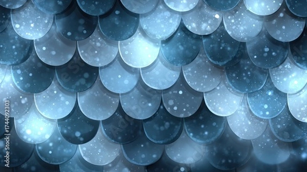 Obraz Abstract blue scales pattern with sparkles and bokeh effect for background