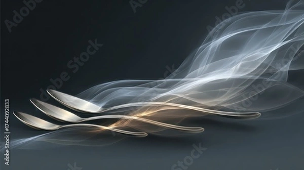 Obraz Spoons and smoke artistic composition with copy space for design elements