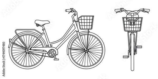 Obraz City Bicycle Blueprint Illustration