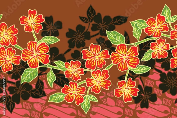 Fototapeta Batik Indonesian: is a technique of wax-resist dyeing applied to whole cloth, or cloth made using this technique originated from Indonesia.
