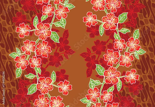 Fototapeta Batik Indonesian: is a technique of wax-resist dyeing applied to whole cloth, or cloth made using this technique originated from Indonesia.