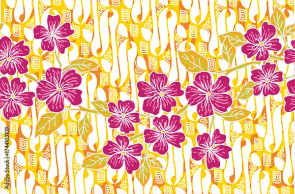 Fototapeta Batik Indonesian: is a technique of wax-resist dyeing applied to whole cloth, or cloth made using this technique originated from Indonesia.