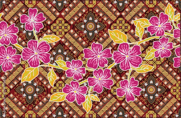 Fototapeta Batik Indonesian: is a technique of wax-resist dyeing applied to whole cloth, or cloth made using this technique originated from Indonesia.