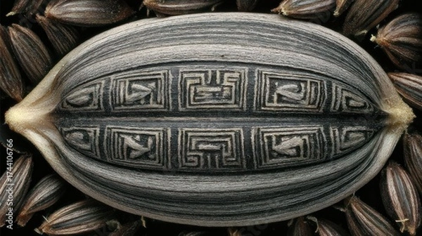 Fototapeta Artistic seed macro photography showing intricate patterns and textures