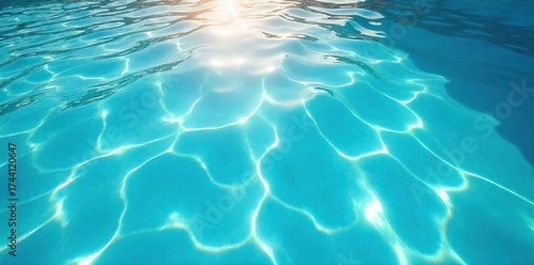Fototapeta Shimmering Turquoise Pool Tranquil Summer Backdrop for Travel and Relaxation