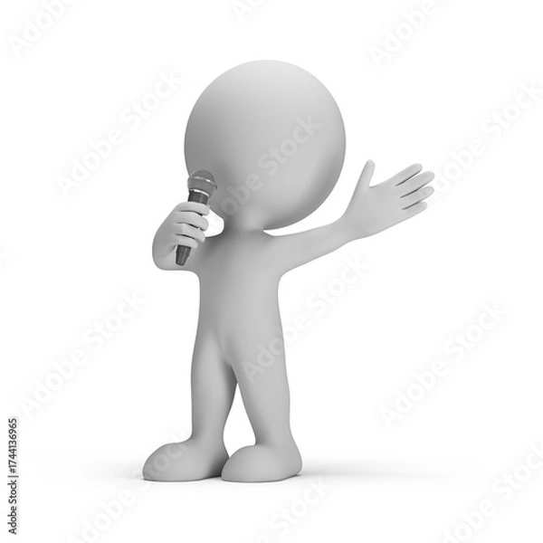 Obraz 3d man with microphone