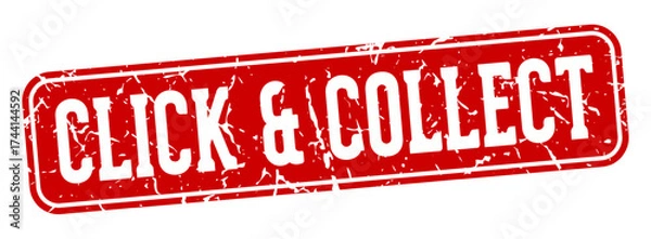 Obraz click & collect rectangular sign. click & collect stamp