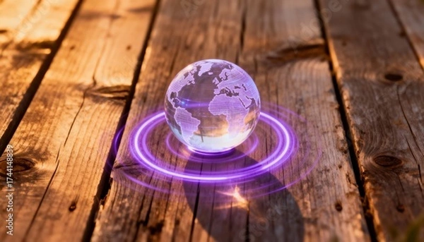 Fototapeta Sustainable tech innovations in global business practices wooden environment visual concept positive impact