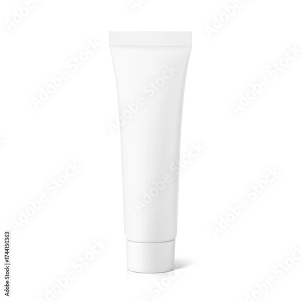 Fototapeta Blank plastic tube mockup. Vector illustration isolated on white background. Can be use for your design, advertising, promo and etc. EPS10.