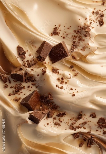 Fototapeta Creamy Soft Swirl with Rich Chocolate Shavings on Top