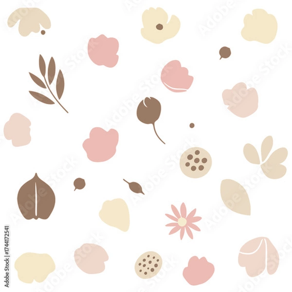 Obraz Minimalist Floral Pattern on Black Background.