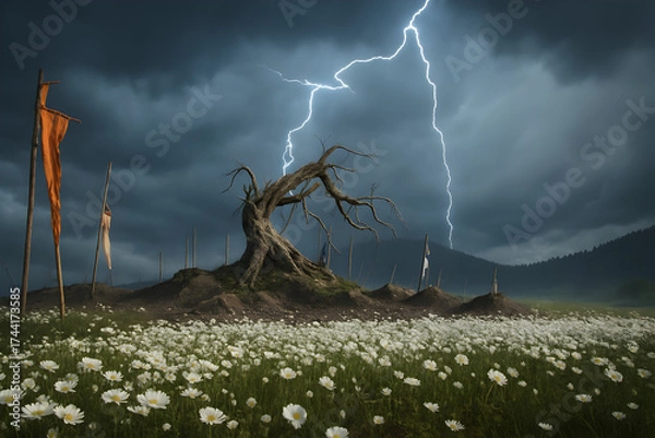 Obraz lightning in the field