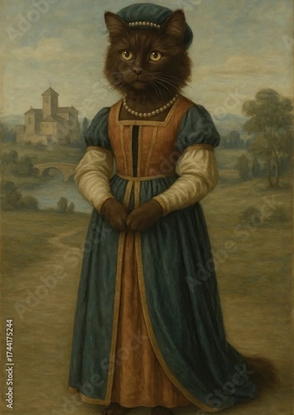 Obraz Regal feline in Renaissance attire.