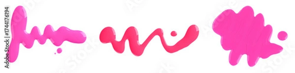 Fototapeta Set of spilled nail polish stains top view. Isolated on transparent background