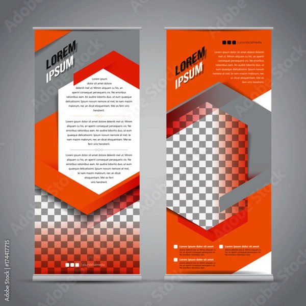 Obraz Orange roll up banner stand design template