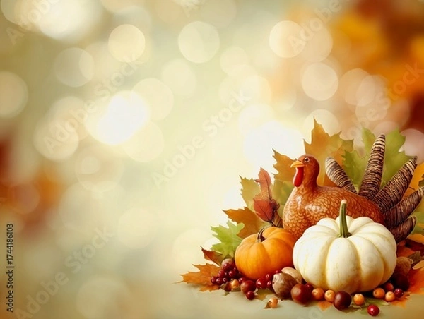 Fototapeta Golden Bokeh Thanksgiving Harvest Background
