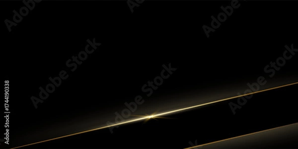 Fototapeta Vector abstract art with gold, wave line pattern, light shiny, texture on dark, black color background. Illustration luxury, modern graphic design for wallpaper, banner. Futuristic technology