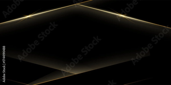 Fototapeta Vector abstract art with gold, wave line pattern, light shiny, texture on dark, black color background. Illustration luxury, modern graphic design for wallpaper, banner. Futuristic technology