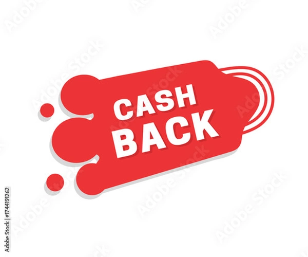 Fototapeta Cash back, banner red tag stylish and modern, marketing concept. Elements for web use template.