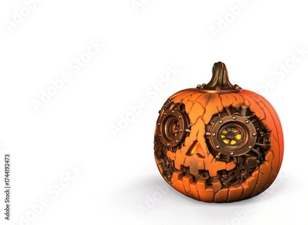 Fototapeta Steampunk pumpkin on isolated background 3d-rendering