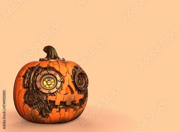 Fototapeta Steampunk pumpkin on isolated background 3d-rendering
