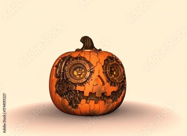 Fototapeta Steampunk pumpkin on isolated background 3d-rendering